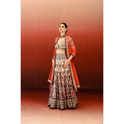 Swati Vijaivargie Paisley Tammana Blouse with Skirt & Dupatta (Set of 3)