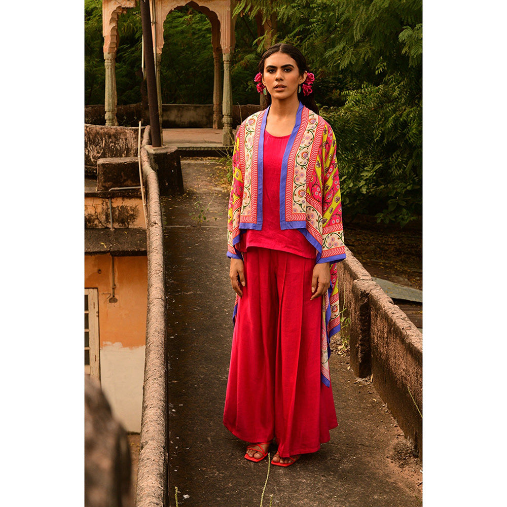 Swati Vijaivargie Pakhi Top with Palazzo & Shrug (Set of 3)