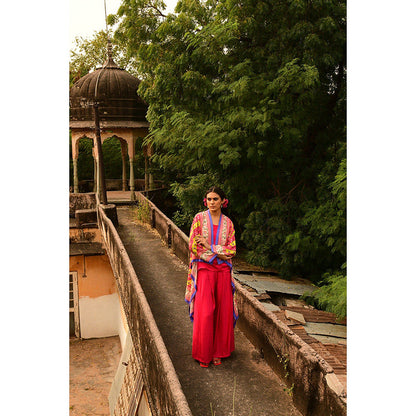 Swati Vijaivargie Pakhi Top with Palazzo & Shrug (Set of 3)