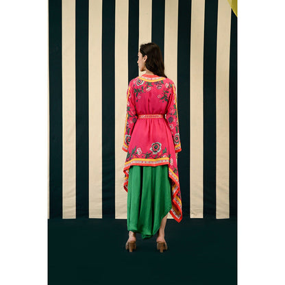 Swati Vijaivargie Gumohar Lata Cape with Gulmohar Surajmuki Dress & Belt (Set of 3)