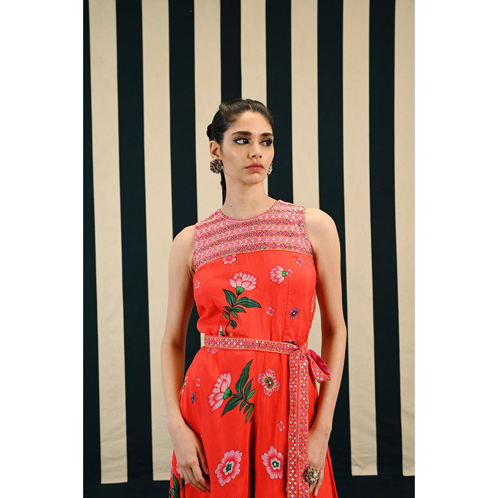 Swati Vijaivargie Gulmohar Chinar Jumpsuit & Belt (Set of 2)