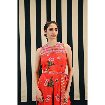 Swati Vijaivargie Gulmohar Chinar Jumpsuit & Belt (Set of 2)