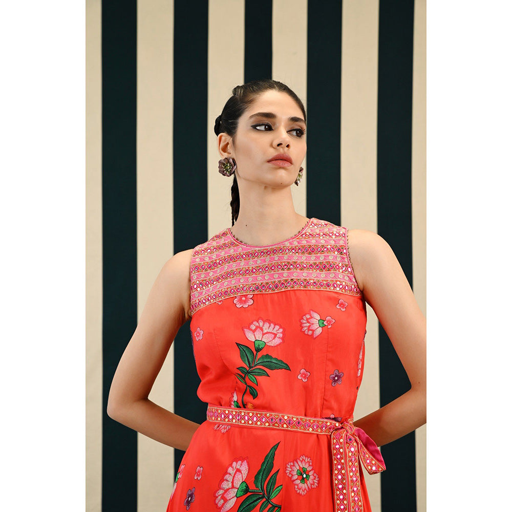 Swati Vijaivargie Gulmohar Chinar Jumpsuit & Belt (Set of 2)