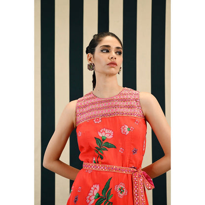 Swati Vijaivargie Gulmohar Chinar Jumpsuit & Belt (Set of 2)