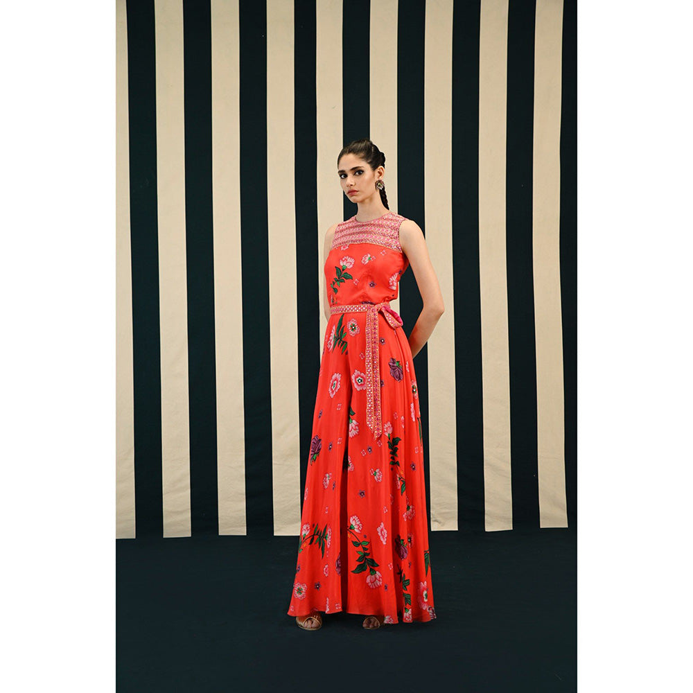 Swati Vijaivargie Gulmohar Chinar Jumpsuit & Belt (Set of 2)