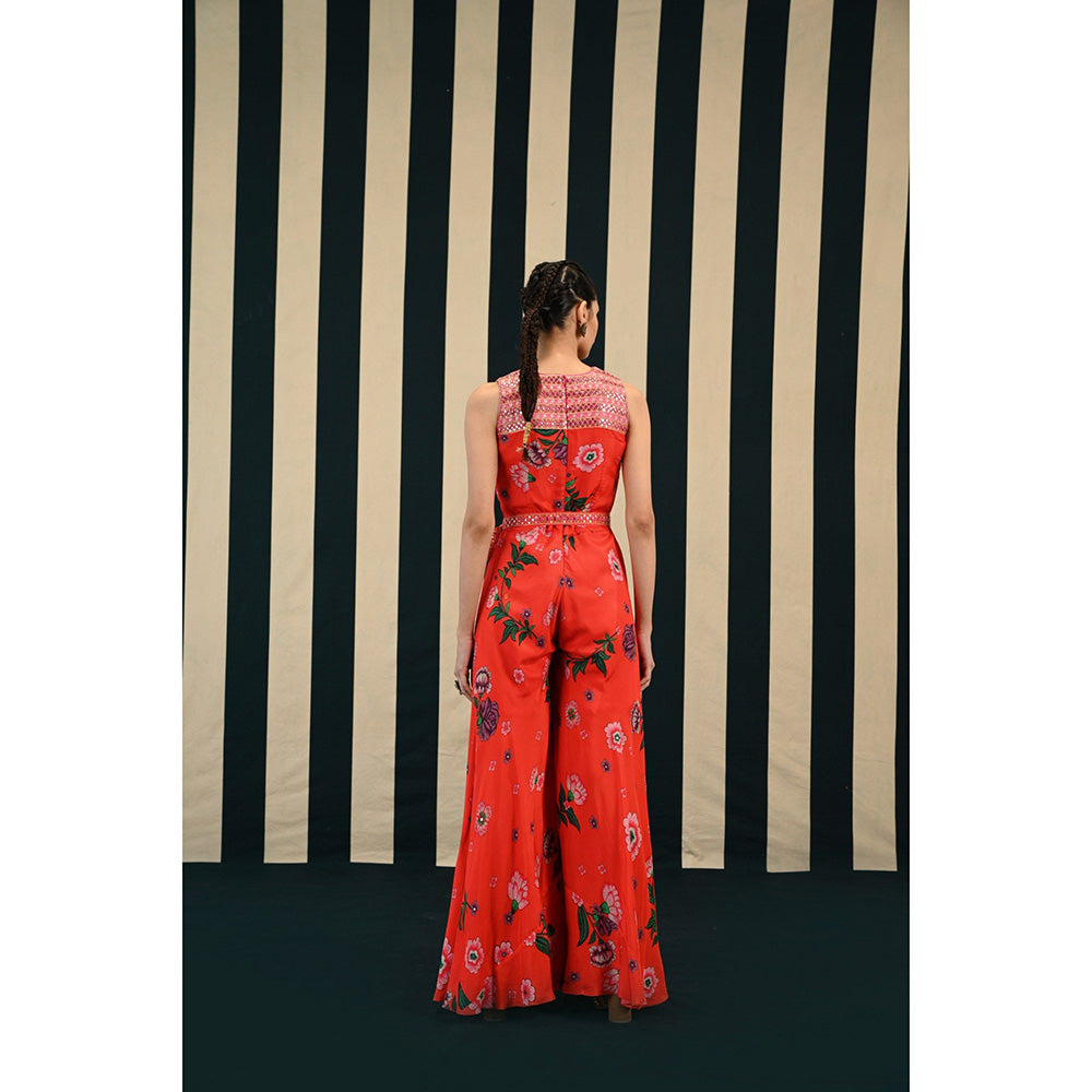 Swati Vijaivargie Gulmohar Chinar Jumpsuit & Belt (Set of 2)