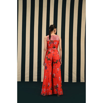 Swati Vijaivargie Gulmohar Chinar Jumpsuit & Belt (Set of 2)