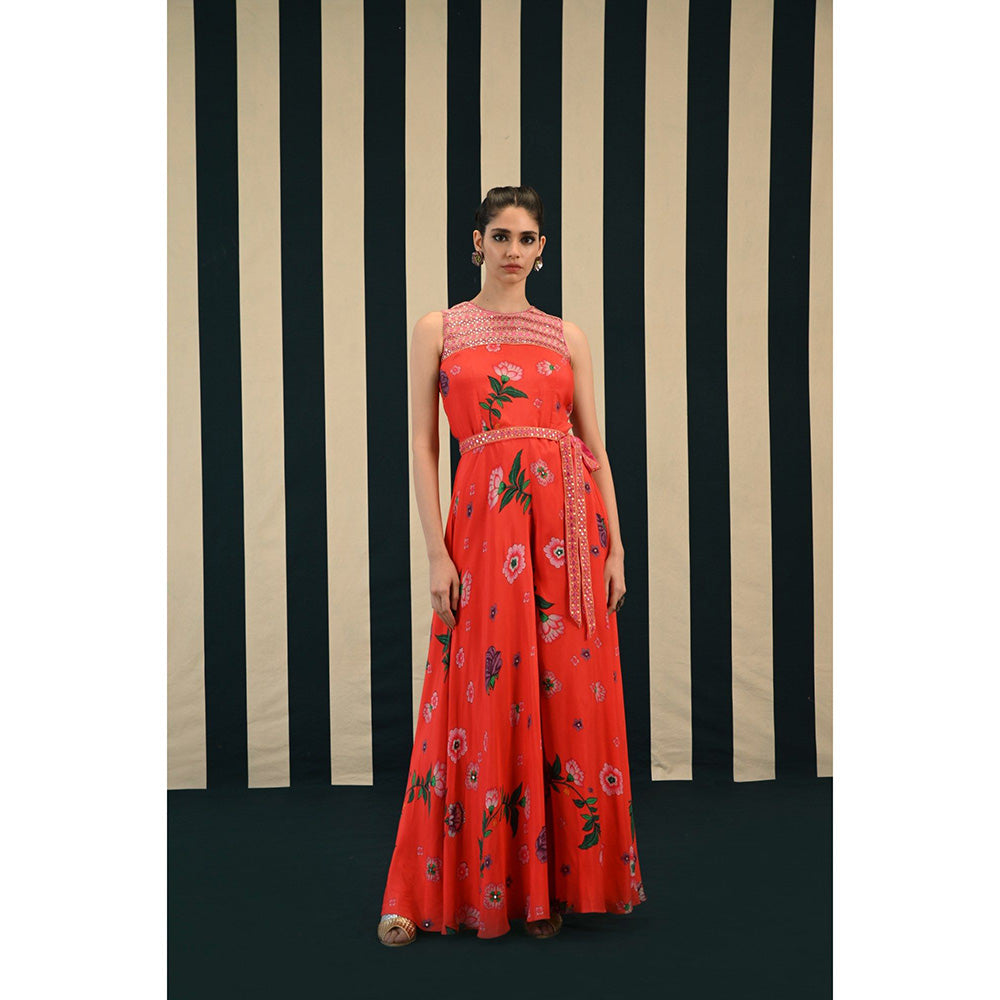 Swati Vijaivargie Gulmohar Chinar Jumpsuit & Belt (Set of 2)