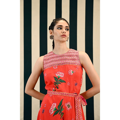 Swati Vijaivargie Gulmohar Chinar Jumpsuit & Belt (Set of 2)