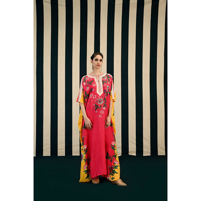 Swati Vijaivargie Gulmohar Kavya Kaftan Dress In Red