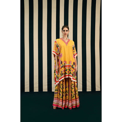 Swati Vijaivargie Gulmohar Pansy Sharara with Kaftan Kurti (Set of 2)