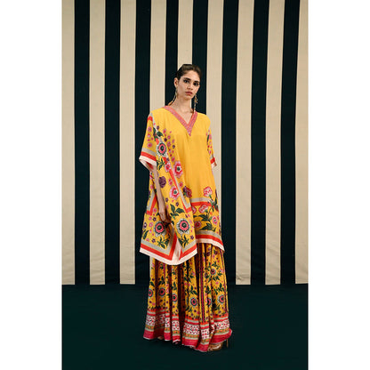 Swati Vijaivargie Gulmohar Pansy Sharara with Kaftan Kurti (Set of 2)