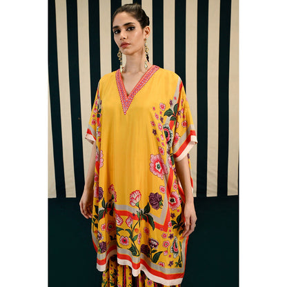 Swati Vijaivargie Gulmohar Pansy Sharara with Kaftan Kurti (Set of 2)