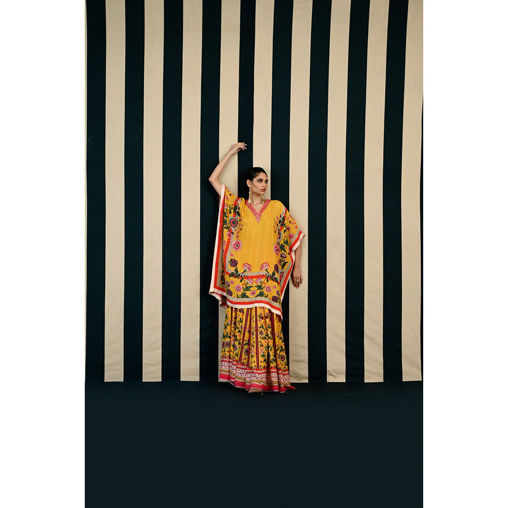 Swati Vijaivargie Gulmohar Pansy Sharara with Kaftan Kurti (Set of 2)