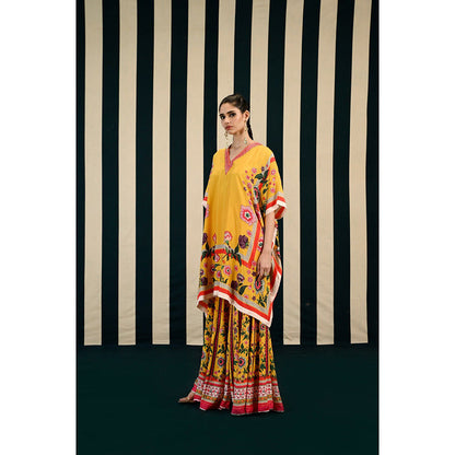 Swati Vijaivargie Gulmohar Pansy Sharara with Kaftan Kurti (Set of 2)