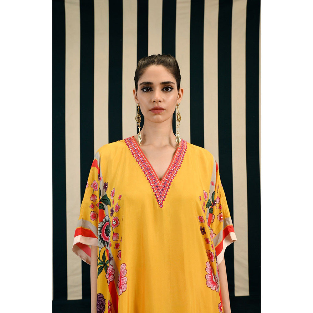 Swati Vijaivargie Gulmohar Pansy Sharara with Kaftan Kurti (Set of 2)