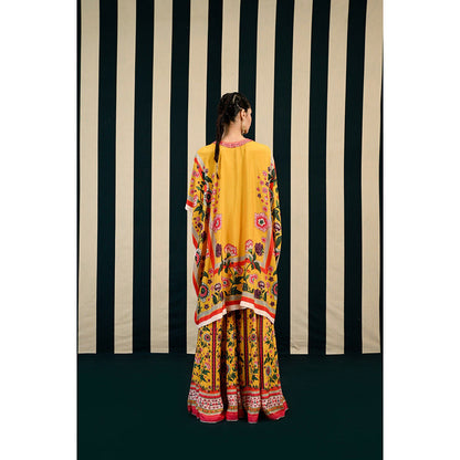 Swati Vijaivargie Gulmohar Pansy Sharara with Kaftan Kurti (Set of 2)