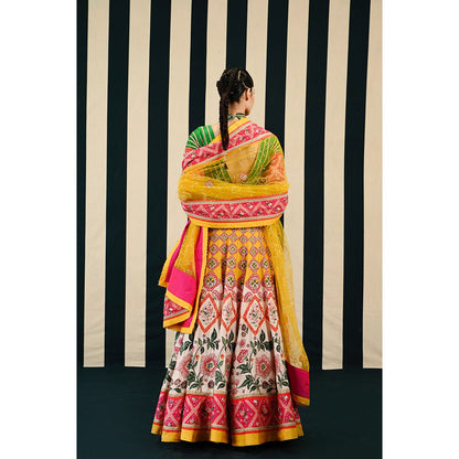 Swati Vijaivargie Gulmohar Tarang Lehenga with Blouse & Dupatta (Set of 3)