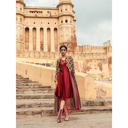 Swati Vijaivargie Hawa Mahal Jacket with Mandawa Dress (Set of 2)