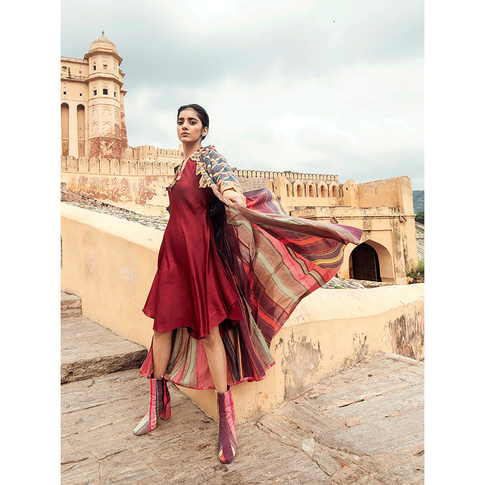Swati Vijaivargie Hawa Mahal Jacket with Mandawa Dress (Set of 2)