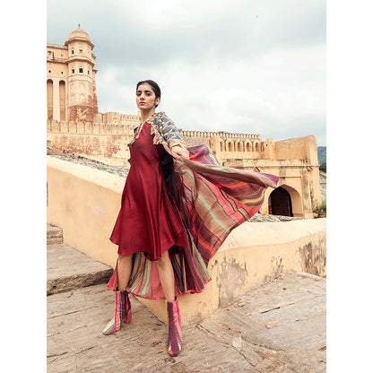Swati Vijaivargie Hawa Mahal Jacket with Mandawa Dress (Set of 2)