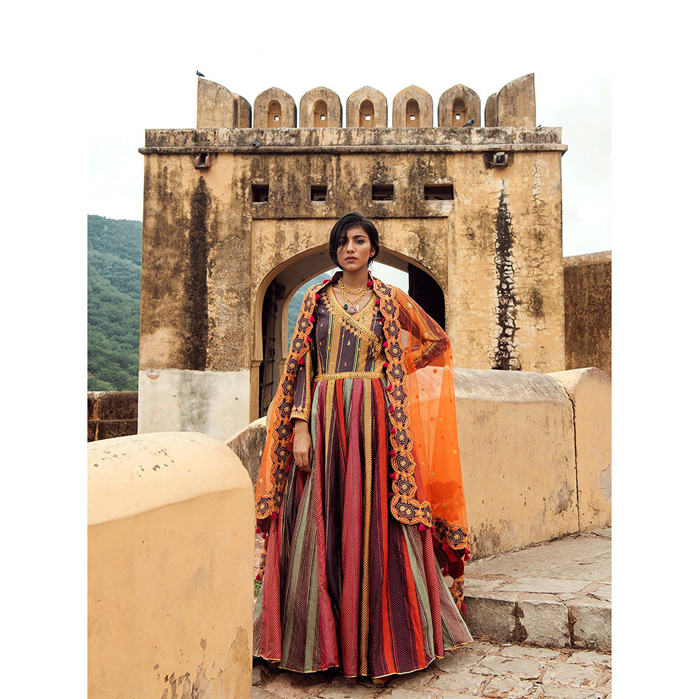 Swati Vijaivargie Pushkar Anarkali Kurta with Badmer Dupatta (Set of 2)