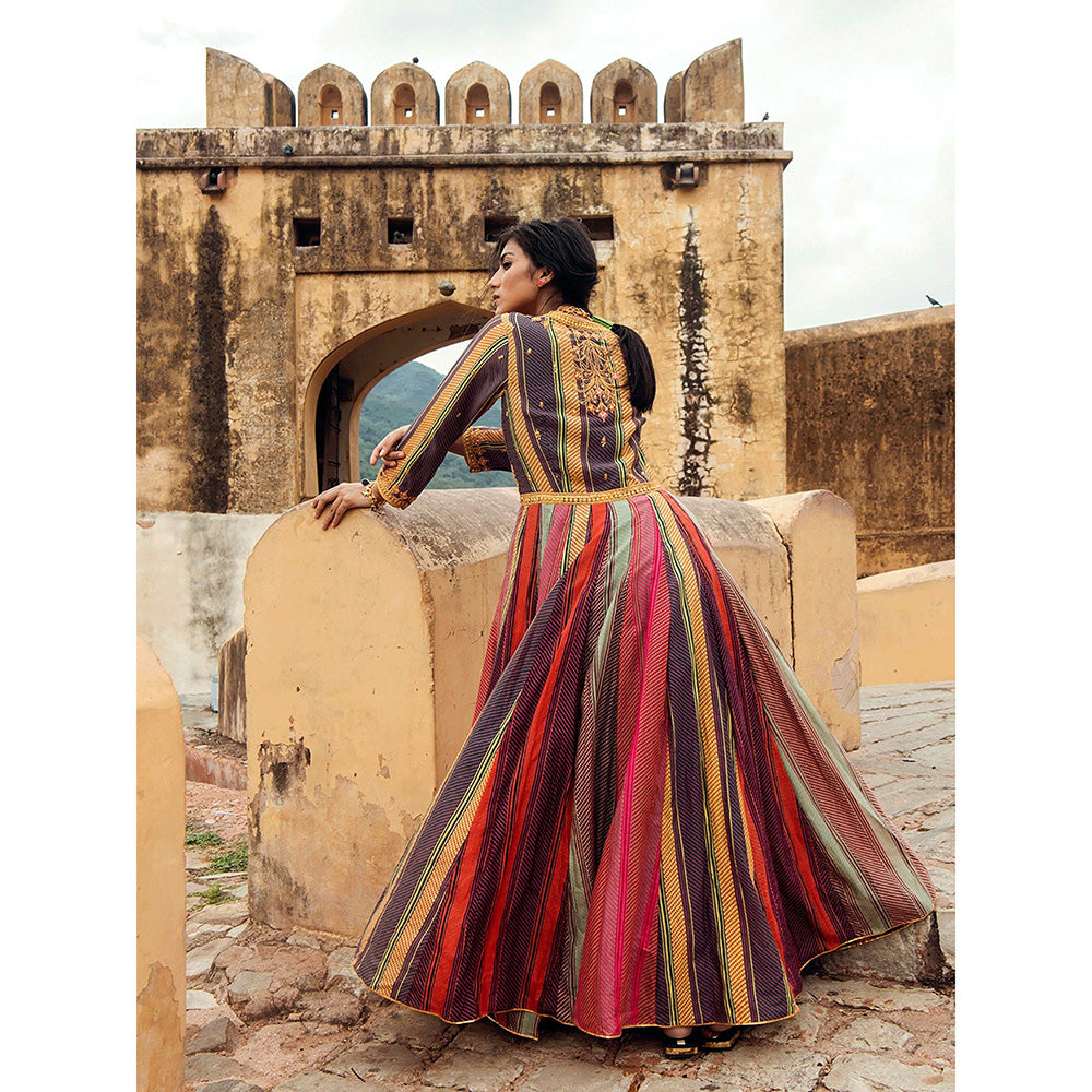 Swati Vijaivargie Pushkar Anarkali Kurta with Badmer Dupatta (Set of 2)