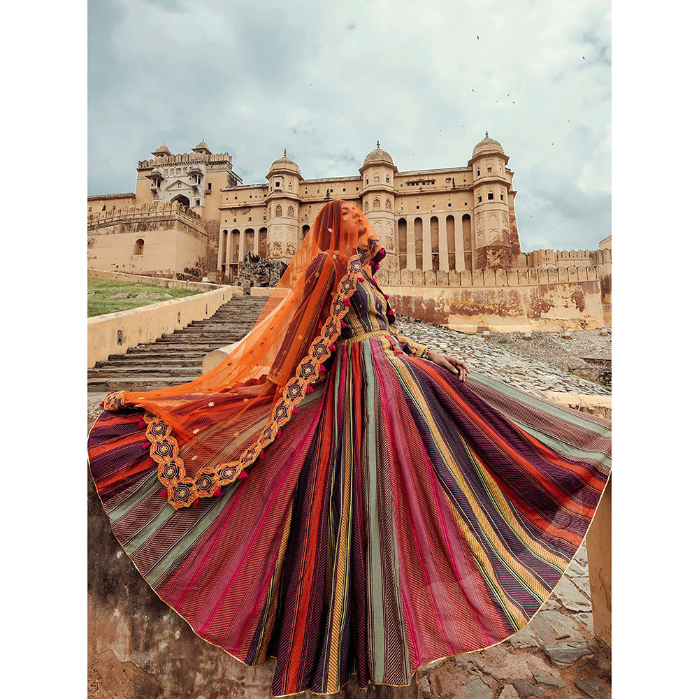 Swati Vijaivargie Pushkar Anarkali Kurta with Badmer Dupatta (Set of 2)