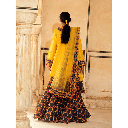 Swati Vijaivargie Doongri Kurti with Chandramahal Sharara and Barmer Dupatta (Set of 3)