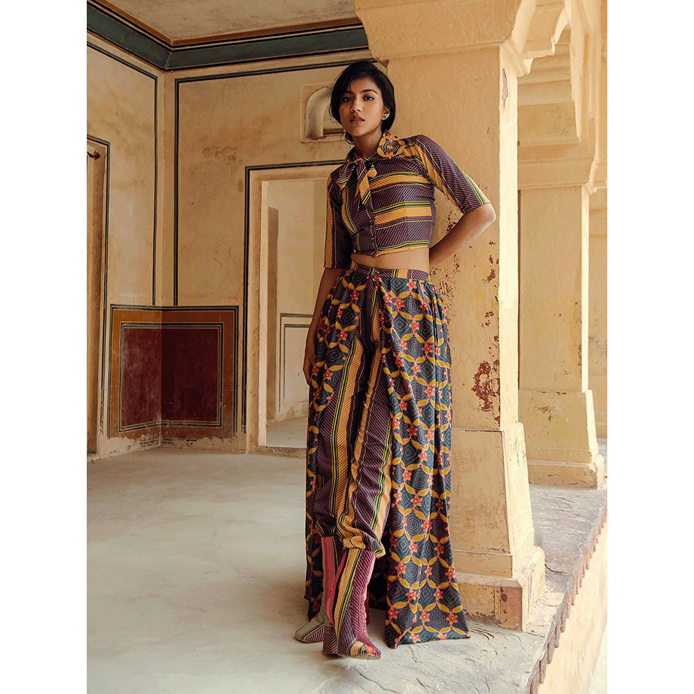 Swati Vijaivargie Fatehpur Crop Top with Sikri Wrap Pant (Set of 2)