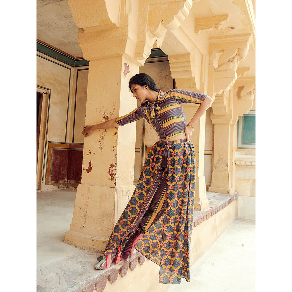 Swati Vijaivargie Fatehpur Crop Top with Sikri Wrap Pant (Set of 2)