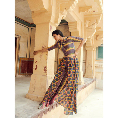 Swati Vijaivargie Fatehpur Crop Top with Sikri Wrap Pant (Set of 2)