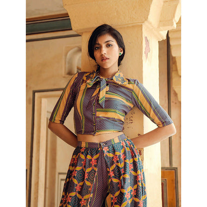 Swati Vijaivargie Fatehpur Crop Top with Sikri Wrap Pant (Set of 2)