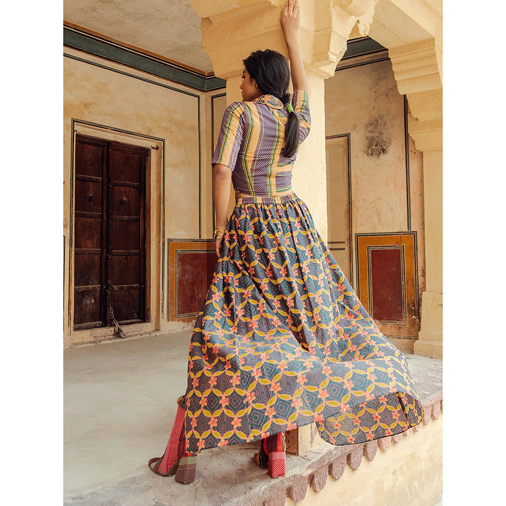 Swati Vijaivargie Fatehpur Crop Top with Sikri Wrap Pant (Set of 2)