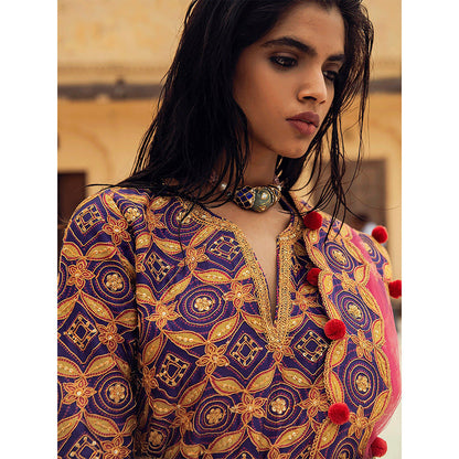 Swati Vijaivargie Bharatpur Kurta with Mehar Pant and Badmer Dupatta (Set of 3)