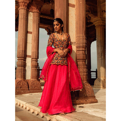 Swati Vijaivargie Jalmahal Lehenga with Kurti & Dupatta (Set of 3)