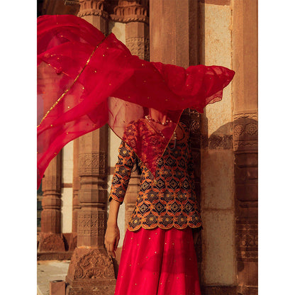 Swati Vijaivargie Jalmahal Lehenga with Kurti & Dupatta (Set of 3)