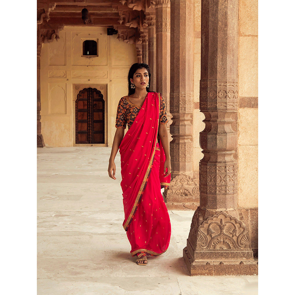 Swati Vijaivargie Panna Meena Saree with Stitched