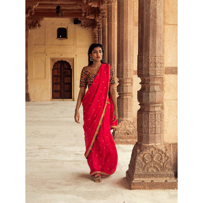 Swati Vijaivargie Panna Meena Saree with Stitched