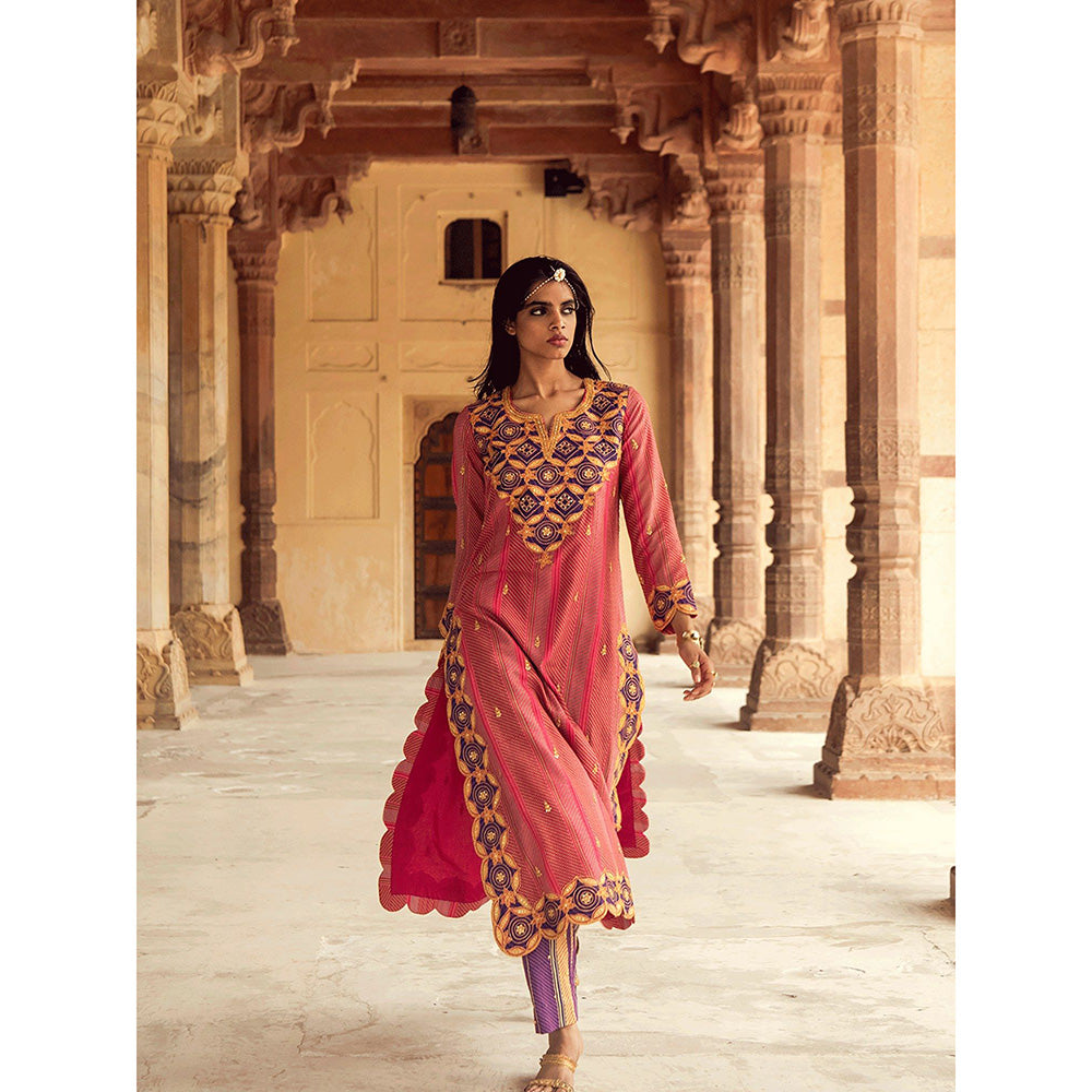 Swati Vijaivargie Kotputli Kurta with Tonk Pant and Teej Dupatta (Set of 3)