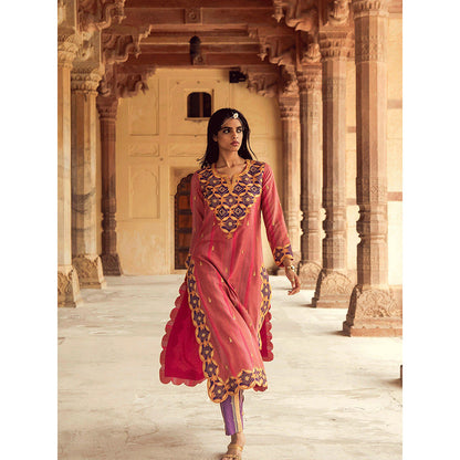 Swati Vijaivargie Kotputli Kurta with Tonk Pant and Teej Dupatta (Set of 3)