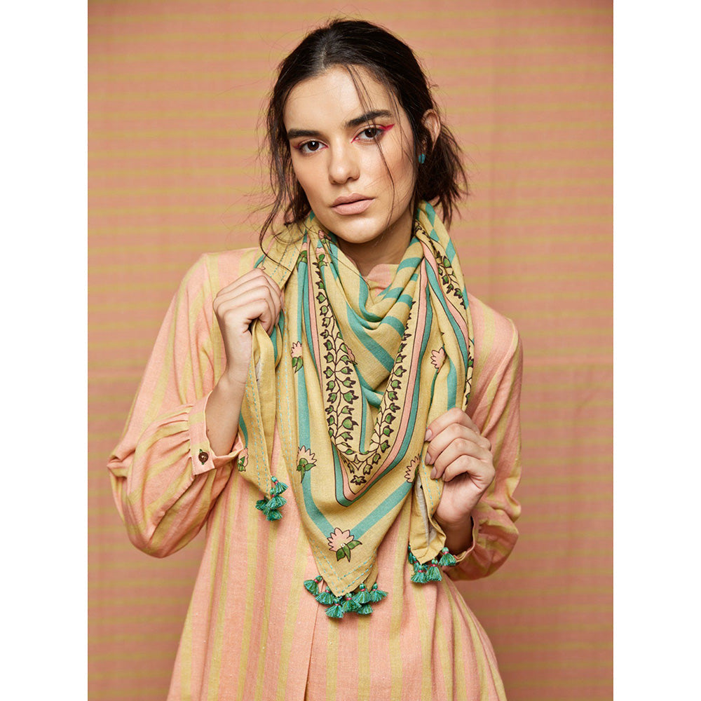 Swati Vijaivargie Lily Printed Blocked Scarf