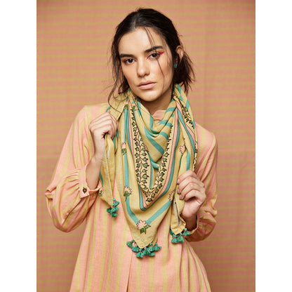 Swati Vijaivargie Lily Printed Blocked Scarf