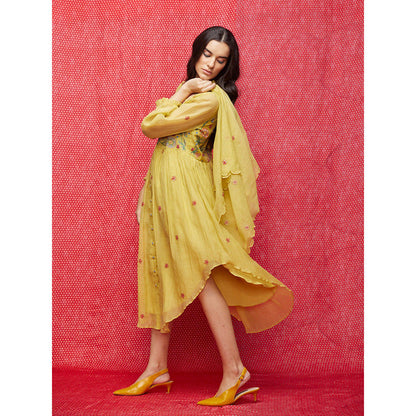 Swati Vijaivargie Rose Yellow Scallop Scarf