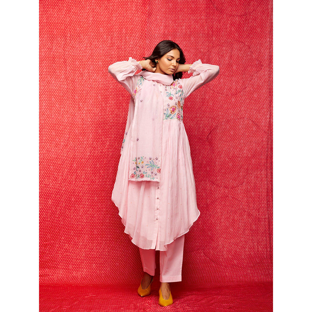 Swati Vijaivargie Rose Pink Embroidered Stole