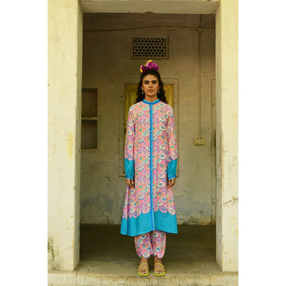 Swati Vijaivargie Kevda Blue Printed Kurta and Pant (Set of 2)