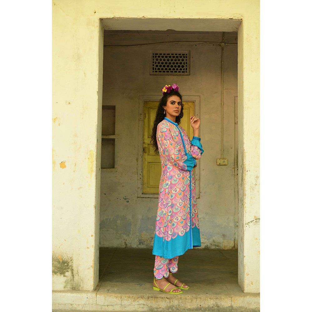 Swati Vijaivargie Kevda Blue Printed Kurta and Pant (Set of 2)