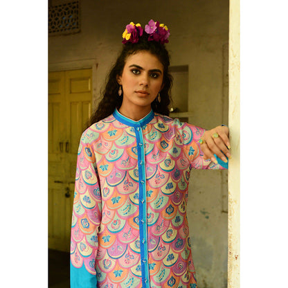 Swati Vijaivargie Kevda Blue Printed Kurta and Pant (Set of 2)