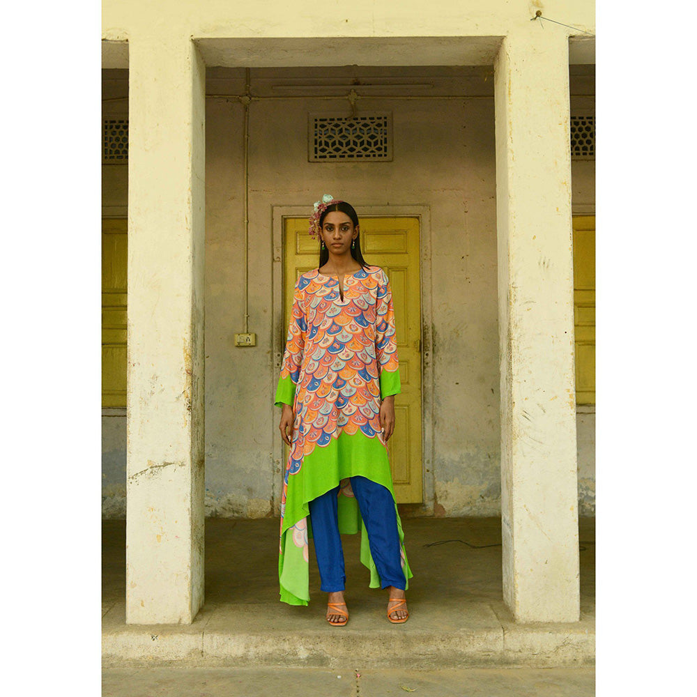 Swati Vijaivargie Rajanigandha Asymmetrical Kurta and Pant (Set of 2)