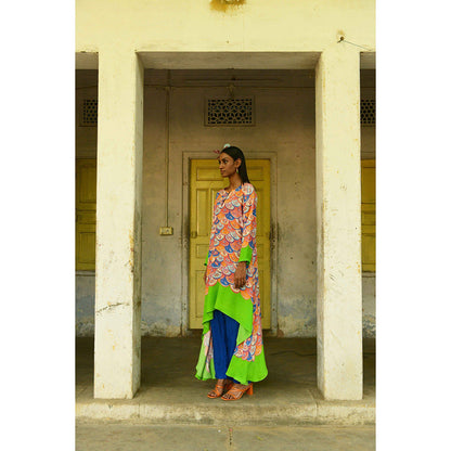 Swati Vijaivargie Rajanigandha Asymmetrical Kurta and Pant (Set of 2)